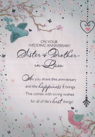 Sister and brother in law wedding anniversary cards from Andersons ...